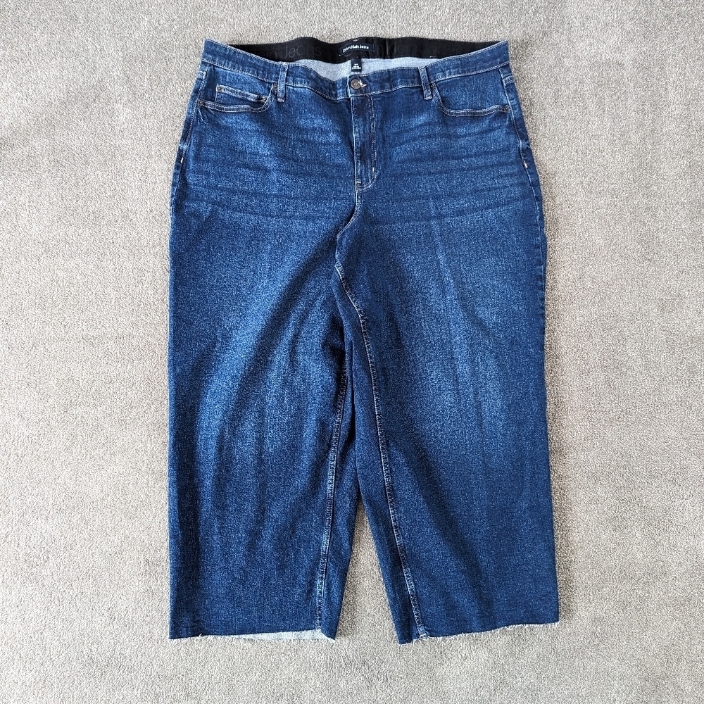 Calvin Klein Jeans High Rise Wide Leg Raw Hem Jeans Size 22W NEW